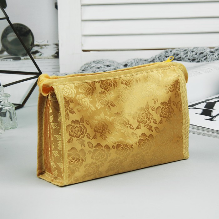 Косметичка "Розы", отдел на молнии, цвет золотой