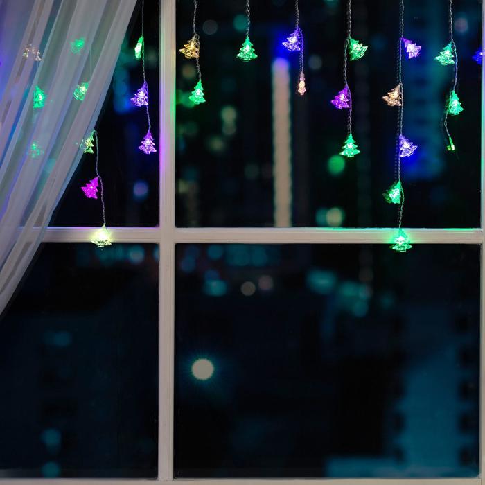 

Гирлянда «Бахрома» 1.8 × 0.5 м с насадками «Ёлки», IP20, прозрачная нить, 48 LED, свечение мульти (RG/RB), мигание, 220 В