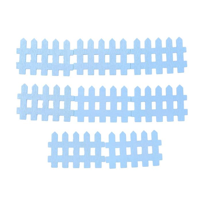 Миниатюра кукольная, набор 8 шт "Забор", рзамер 1 шт 0,3*4,5*3 см, цвет голубой