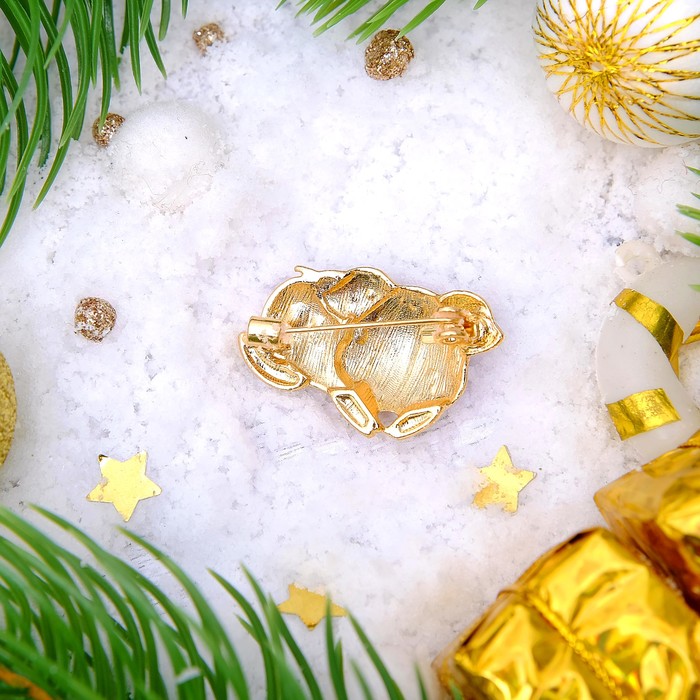 Брошь "Новогодняя сказка" свинка-милашка, цвет сиренево-черный в золоте