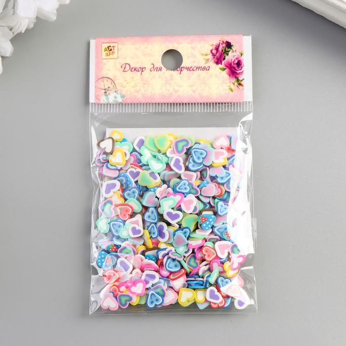 Декор для творчества пластик "Сердечки" (набор 90 шт) 1х0,8 см