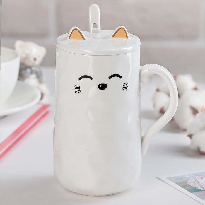 Кружка 400 мл "Инь-Янь", с крышкой, цвет МИКС