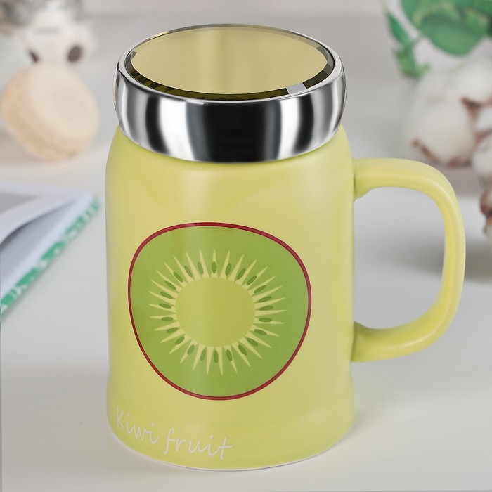 Кружка 550 мл "Долька", с крышкой, цвет и рисунок МИКС