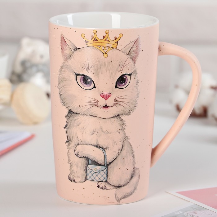 Кружка 600 мл "Кошка на стиле", цвета МИКС