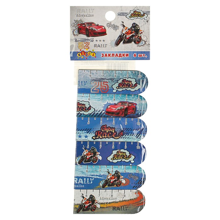 Набор закладкок магнитных 6шт KIDIS speed car МИКС