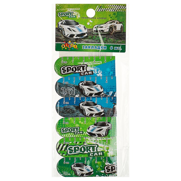 Набор закладкок магнитных 6шт KIDIS sport car МИКС
