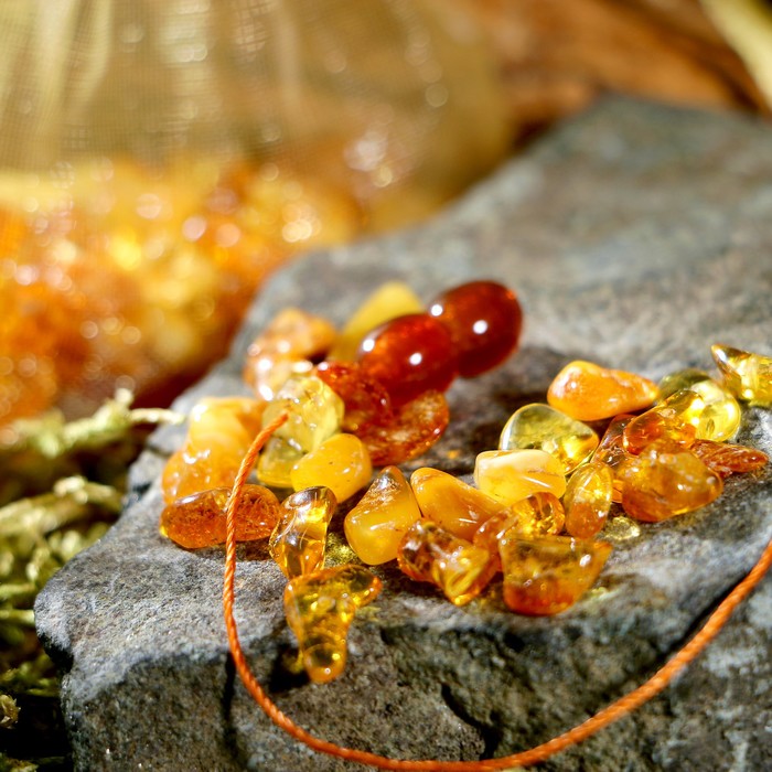 Набор для творчества 2 "Бусы коньяк", 15 гр, натуральный янтарь