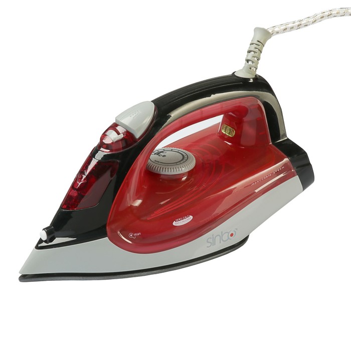 Утюг Sinbo SSI 6611, 2200 Вт, тефлоновое покрытие, подача пара, красный