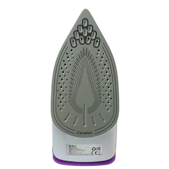 Утюг Sinbo SSI 6618, 2200 Вт, керамическое покрытие, подача пара, фиолетовый