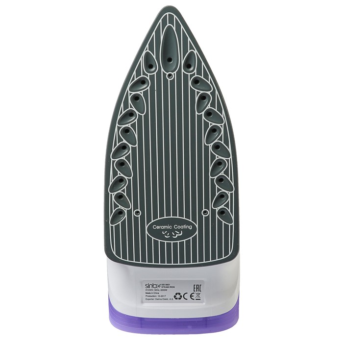 Утюг Sinbo SSI 6601, 2200 Вт, керамическое покрытие, подача пара, фиолетовый