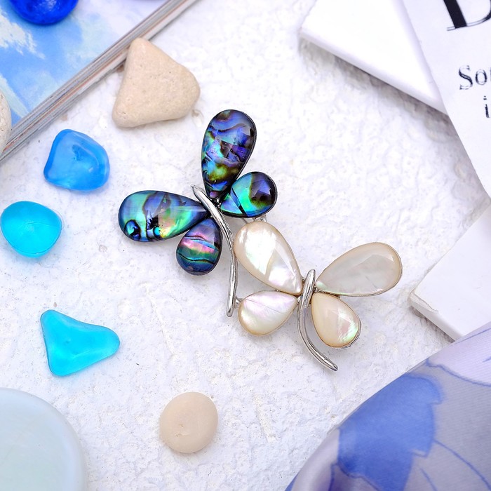 Брошь "Галиотис" пара бабочек, цветная