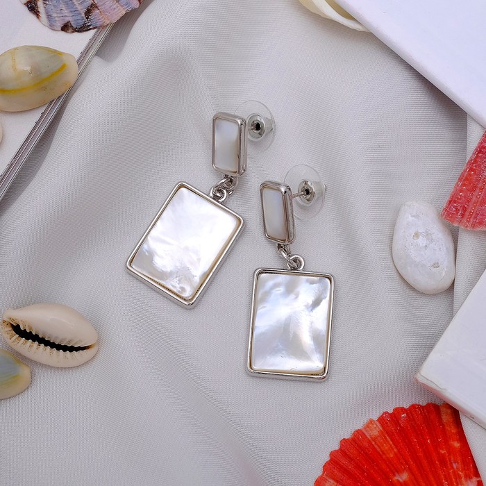 Серьги "Перламутр" прямоугольники