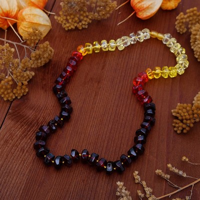 Бусы "Янтарь" многогранник, радуга, 55см