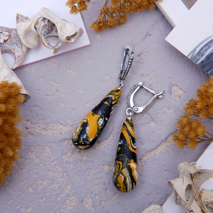 Серьги "Мозаика" капля вытянутая, цветные