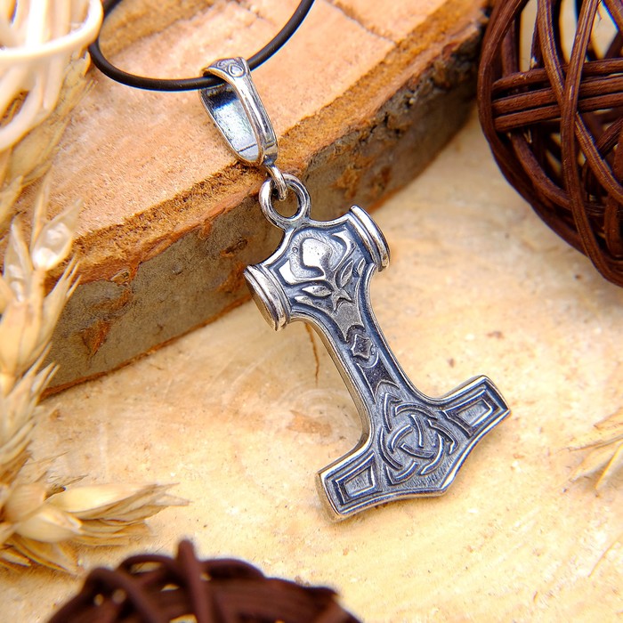 Кулон "Молот", цвет чернёное серебро, 50см