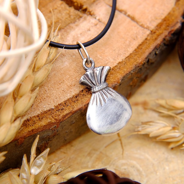 Кулон "Мешочек", цвет чернёное серебро, 50см