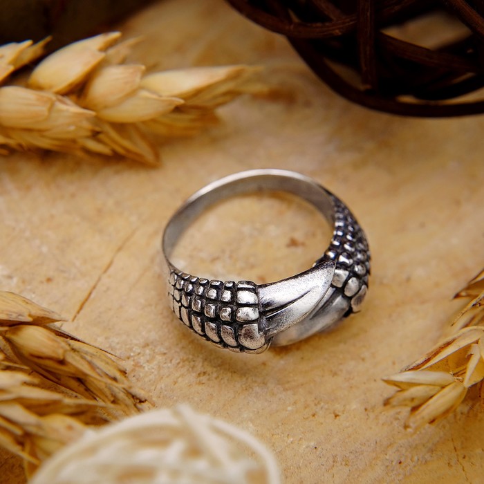 Кольцо "Коготь" безразмерное, цвет чернёное серебро