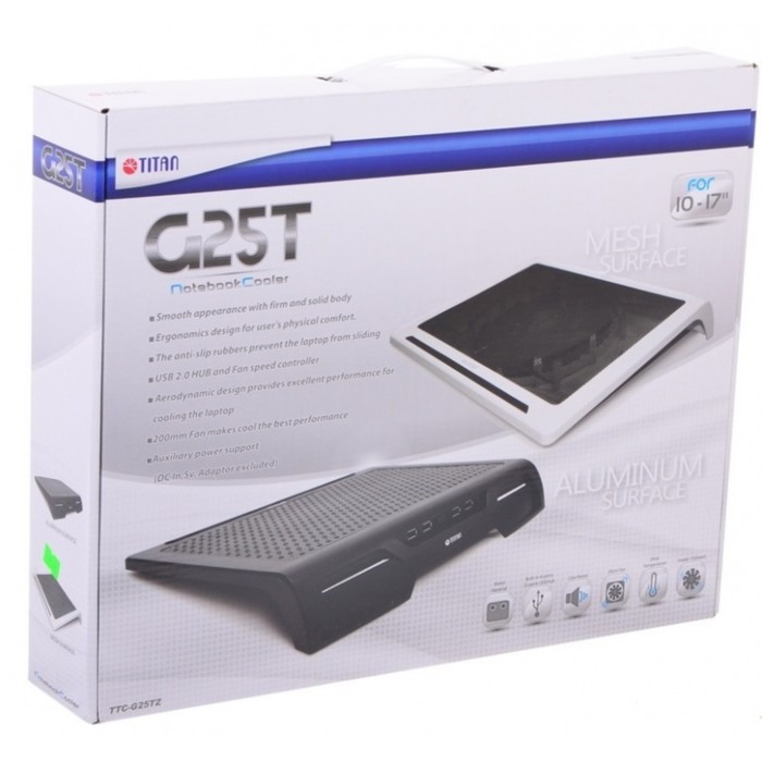 Подставка для ноутбука Titan TTC-G25T/B2 17" 20дБ 2xUSB 1x 200ммFAN черная