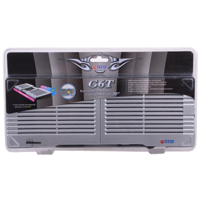 Подставка для ноутбука Titan TTC-G6TZ 20" 13.2дБ 4x 60ммFAN прозрачная