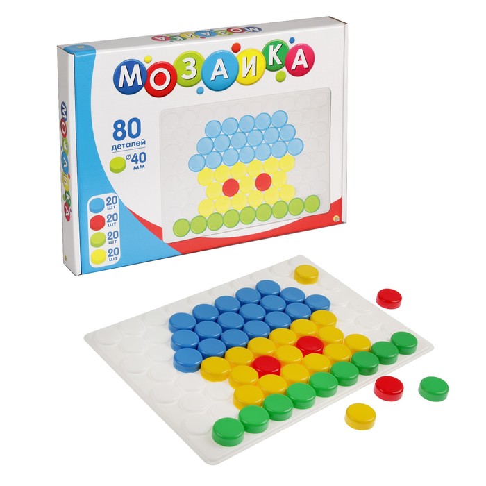 Мозаика «Собиралкин»: белое поле, 80 фишек (d=4 см)