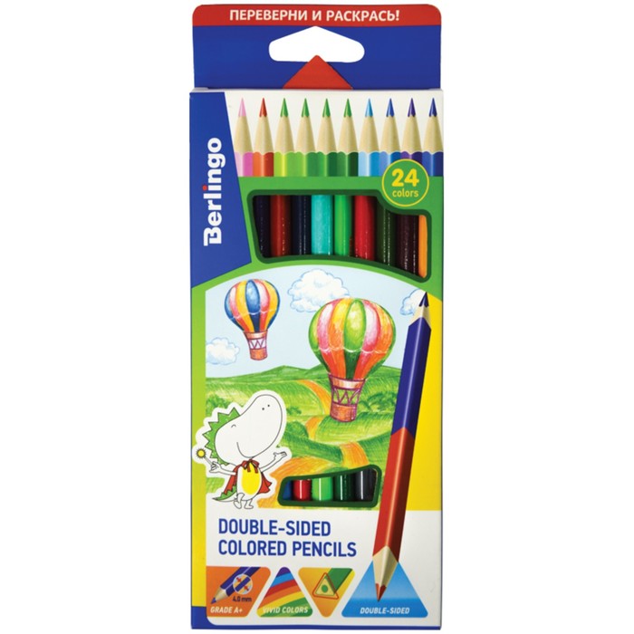 Карандаши 12шт 24цв Berlingo "Воздушные шары", двухсторон, трехгран, карт/уп, европодвес