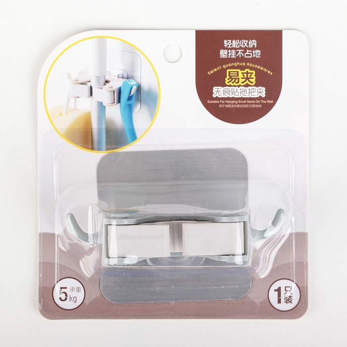 Держатель для уборочного инвентаря на липучке, цвет МИКС