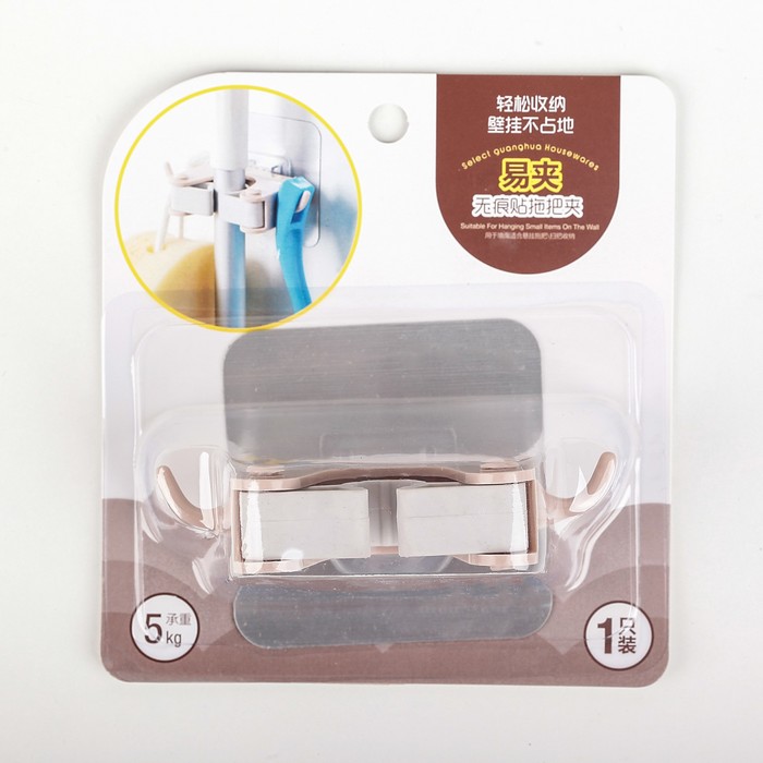 Держатель для уборочного инвентаря на липучке, цвет МИКС