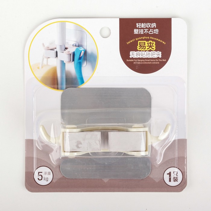 Держатель для уборочного инвентаря на липучке, цвет МИКС