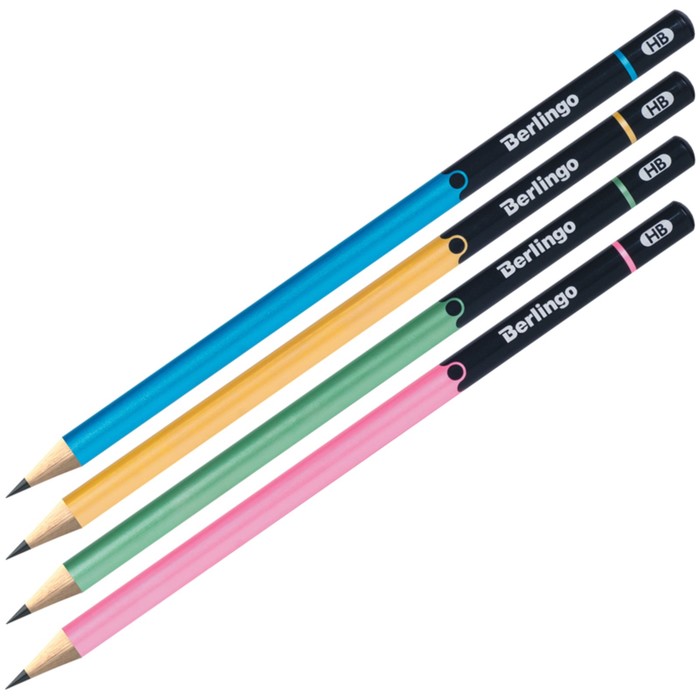 Карандаш ч/г Berlingo "Silk Touch", HB, круглый, заточ, ассорти