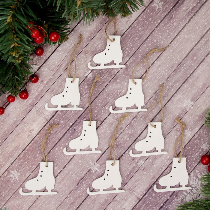 Набор новогодних  подвесок "Коньки", 8 шт.