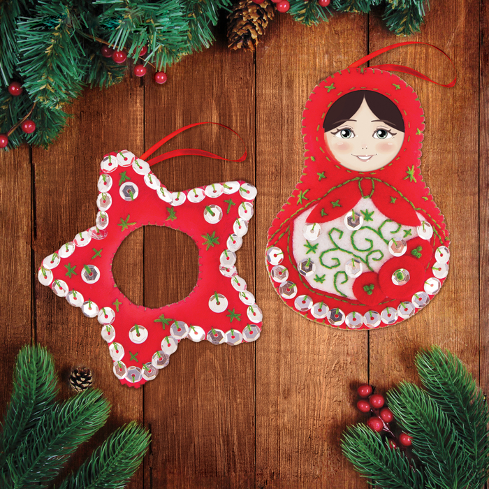 Набор для творчества для создания игрушки из фетра "Матрешка и звездочка "