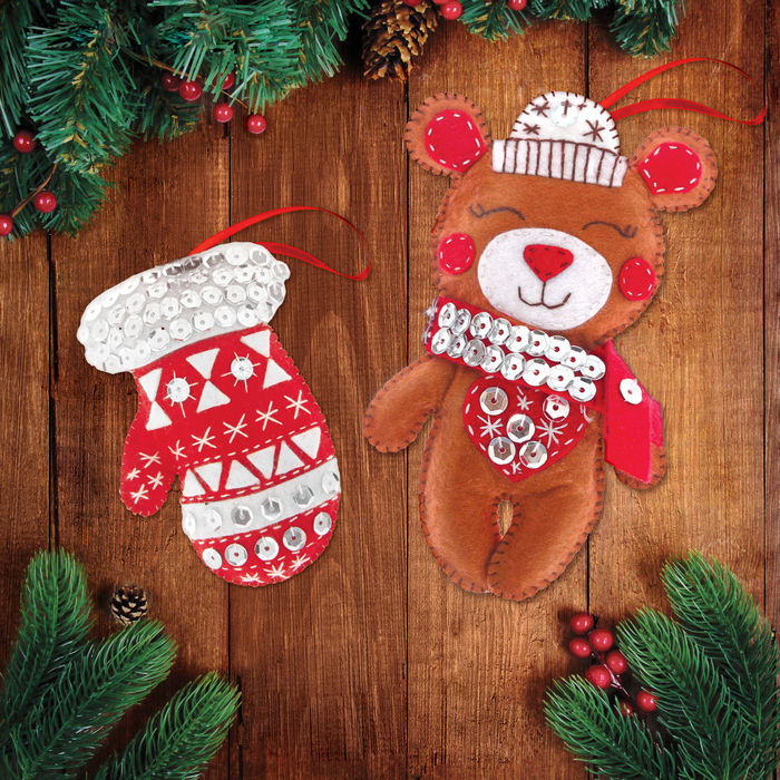 Набор для творчества для создания игрушки из фетра "Мишка и варежка"