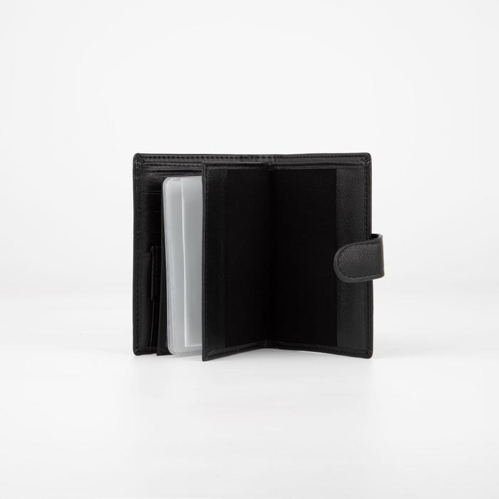 Портмоне мужское 3 в 1 для автодокументов и паспорта, 2 отдела, для карт, для монет, цвет чёрный