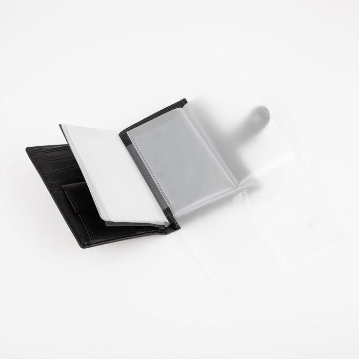 Портмоне мужское 3 в 1 для автодокументов и паспорта, 2 отдела, для карт, для монет, цвет чёрный