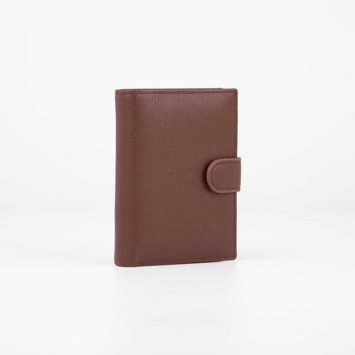 Портмоне мужское 3 в 1 для автодокументов и паспорта, 2 отдела, для карт, для монет, цвет коричневый