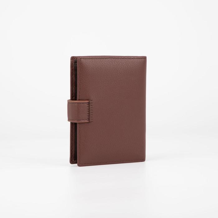 Портмоне мужское 3 в 1 для автодокументов и паспорта, 2 отдела, для карт, для монет, цвет коричневый