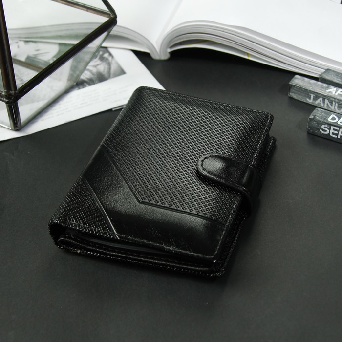 Портмоне женское 3 в 1 для автодокументов и паспорта, 2 отдела, для карт, для монет, цвет чёрный