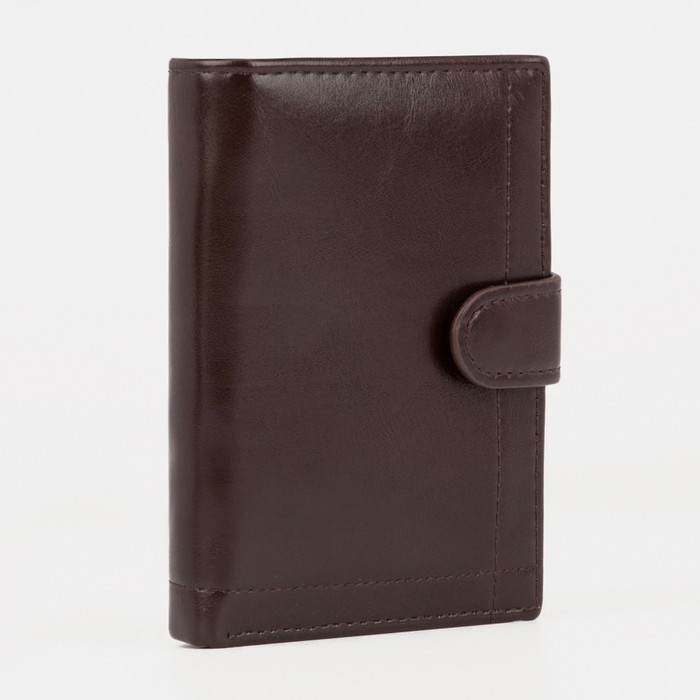 Портмоне мужское 3 в 1 для автодокументов и паспорта, 2 отдела, для карт, для монет, цвет коричневый