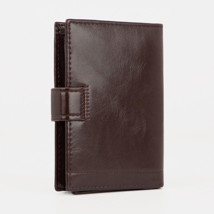 Портмоне мужское 3 в 1 для автодокументов и паспорта, 2 отдела, для карт, для монет, цвет коричневый