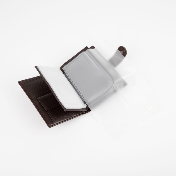 Портмоне мужское 3 в 1 для автодокументов и паспорта, 2 отдела, для карт, для монет, цвет коричневый