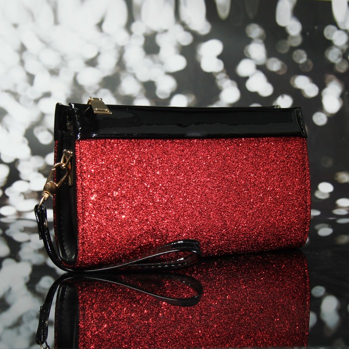 Клатч женский, отдел с перегородкой на молнии, с ручкой, цвет красный