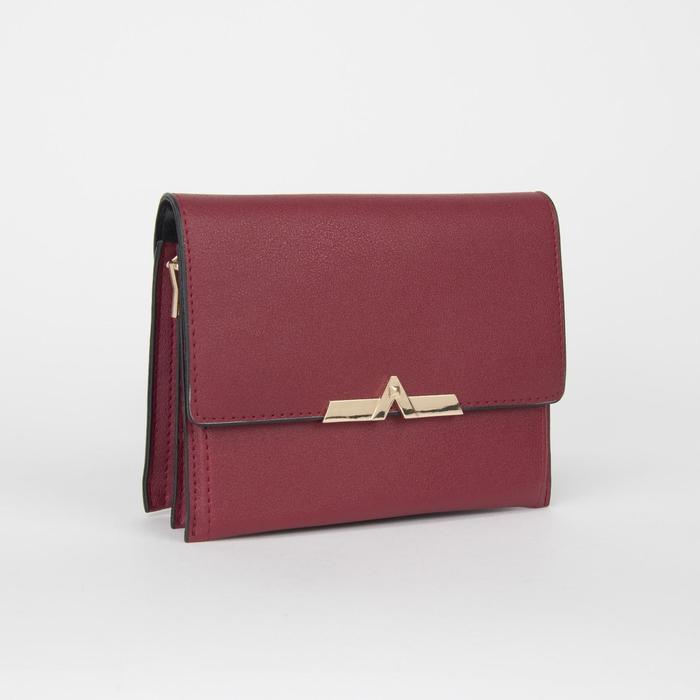 Клатч женский, 3 отдела на молнии, с ручкой, регулируемый ремень, цвет бордовый