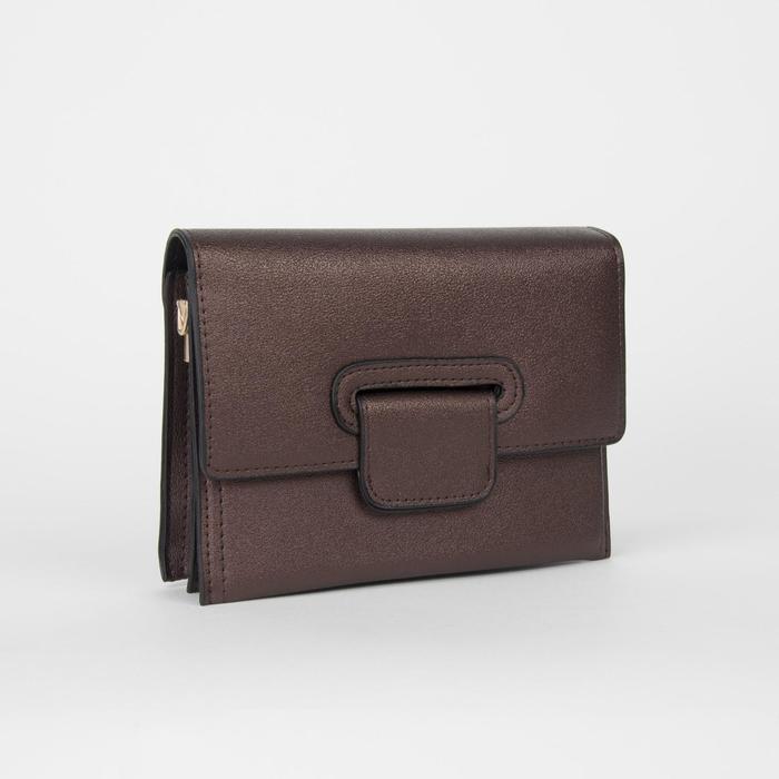 Клатч женский, 3 отдела на молнии, с ручкой, регулируемый ремень, цвет кофе