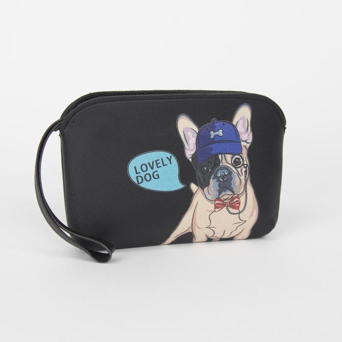 Клатч женский, отдел на молнии, с ручкой, цвет чёрный