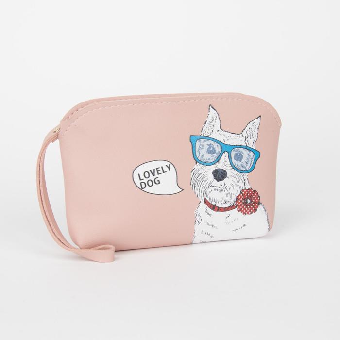 Клатч женский, отдел на молнии, с ручкой, цвет пудровый