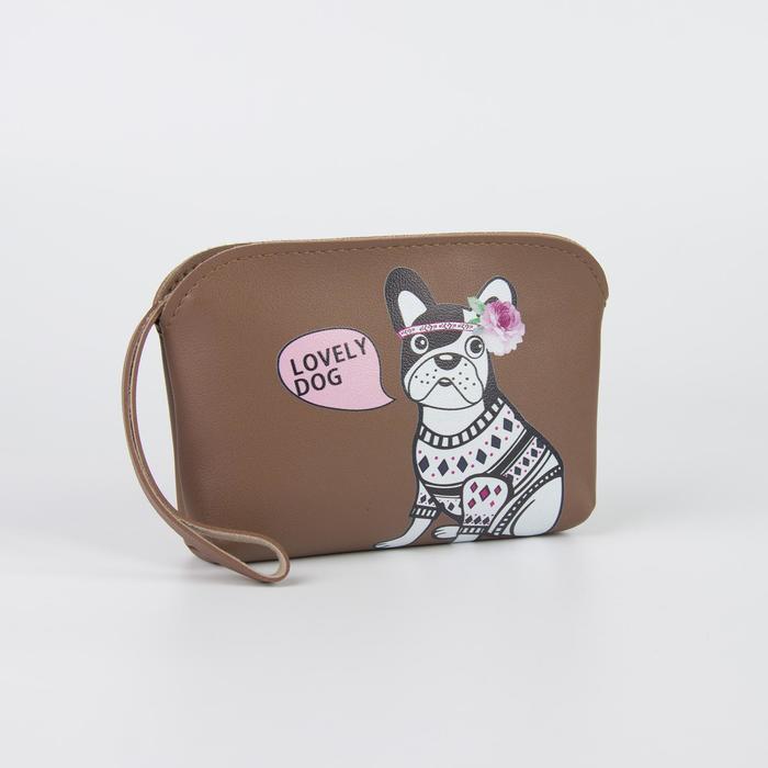 Клатч женский, отдел на молнии, с ручкой, цвет коричневый