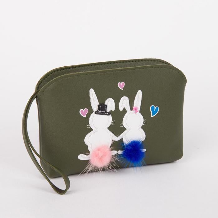 Клатч женский, отдел на молнии, с ручкой, цвет зелёный