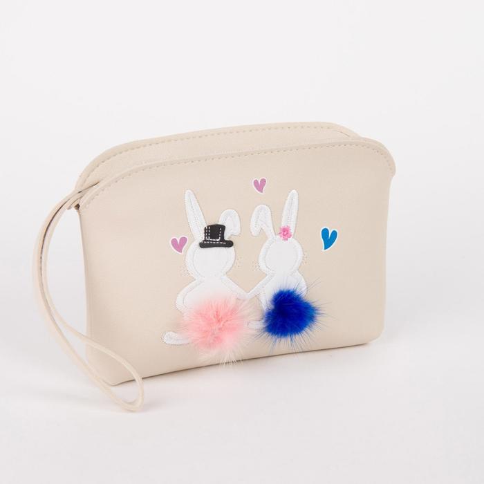 Клатч женский, отдел на молнии, с ручкой, цвет бежевый