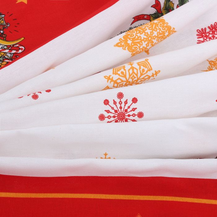 Скатерть "Доляна" Новогодние сани 110х150 см, 100% хлопок, рогожка, 162 г/м²