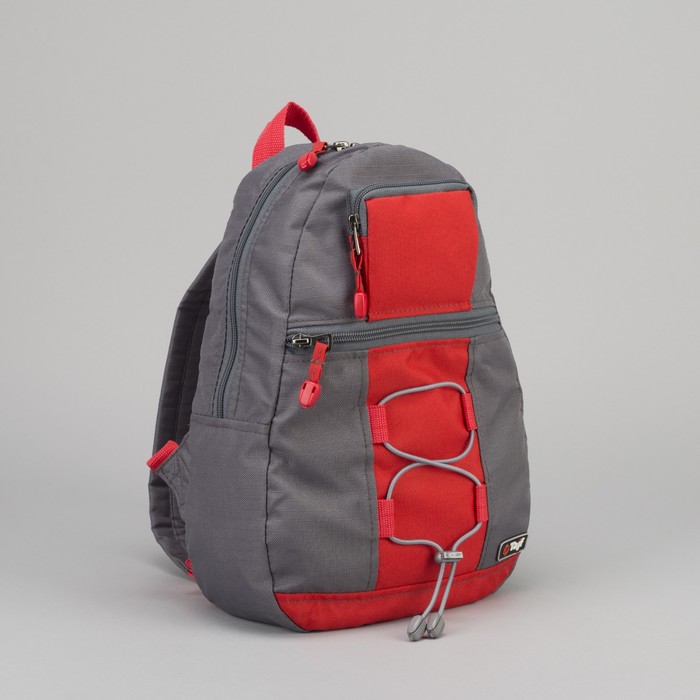 Рюкзак молодёжный, отдел на молнии, 2 наружных кармана, цвет серый/красный